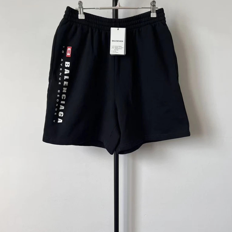 未使用 Balenciaga/巴黎世家 徽标松紧宽松中腰运动短裤 01808