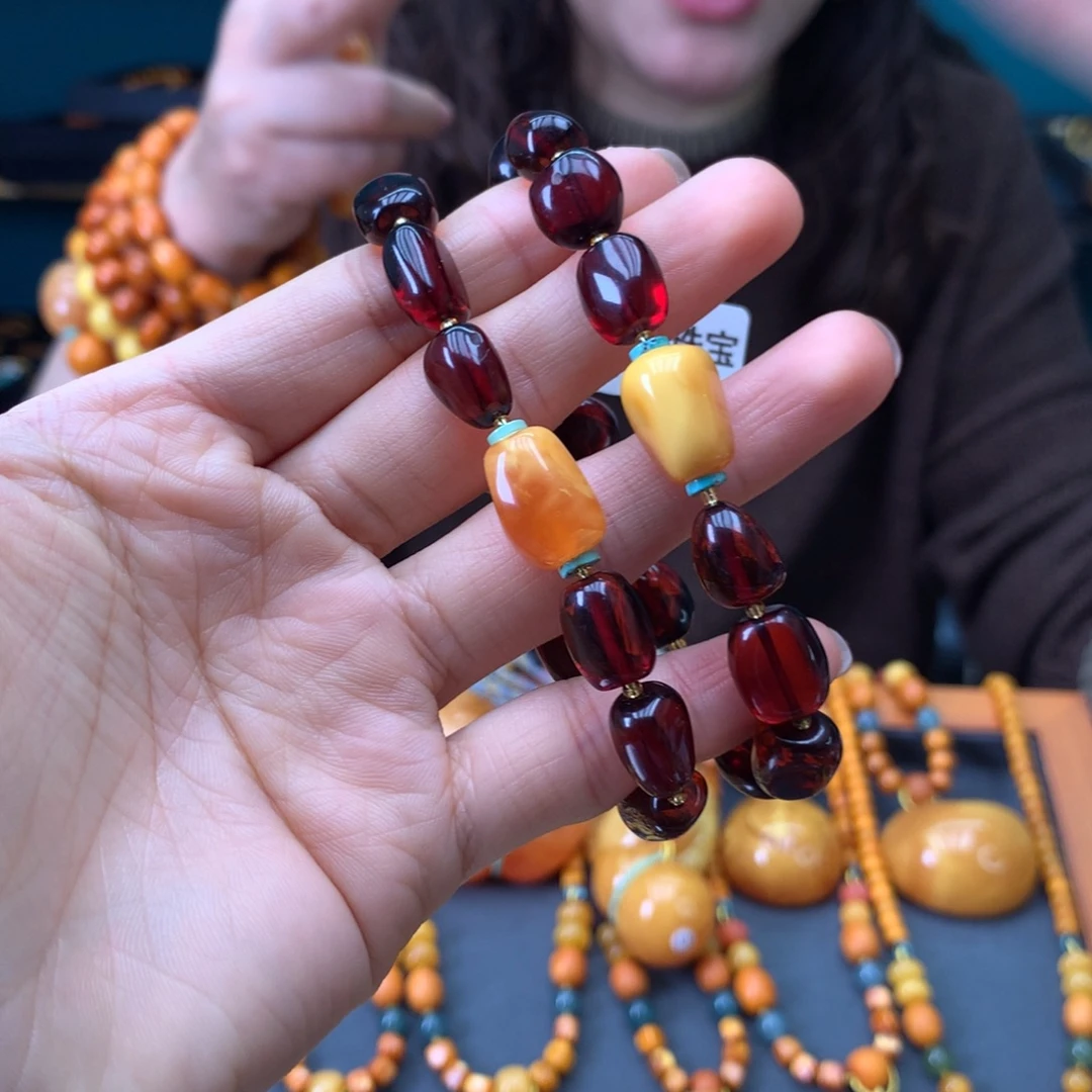 琥珀未镶嵌手串多样性发一