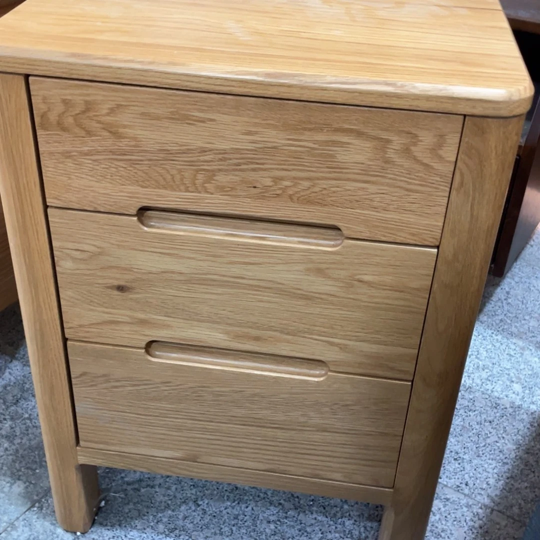 木白橡木三抽床头柜2个