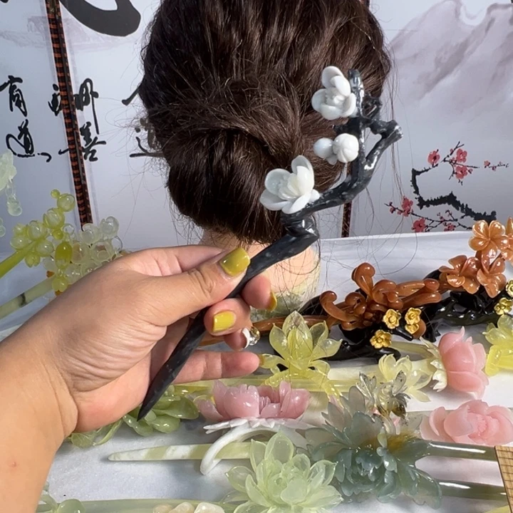 l***l定制蛇纹石玉毛货发饰