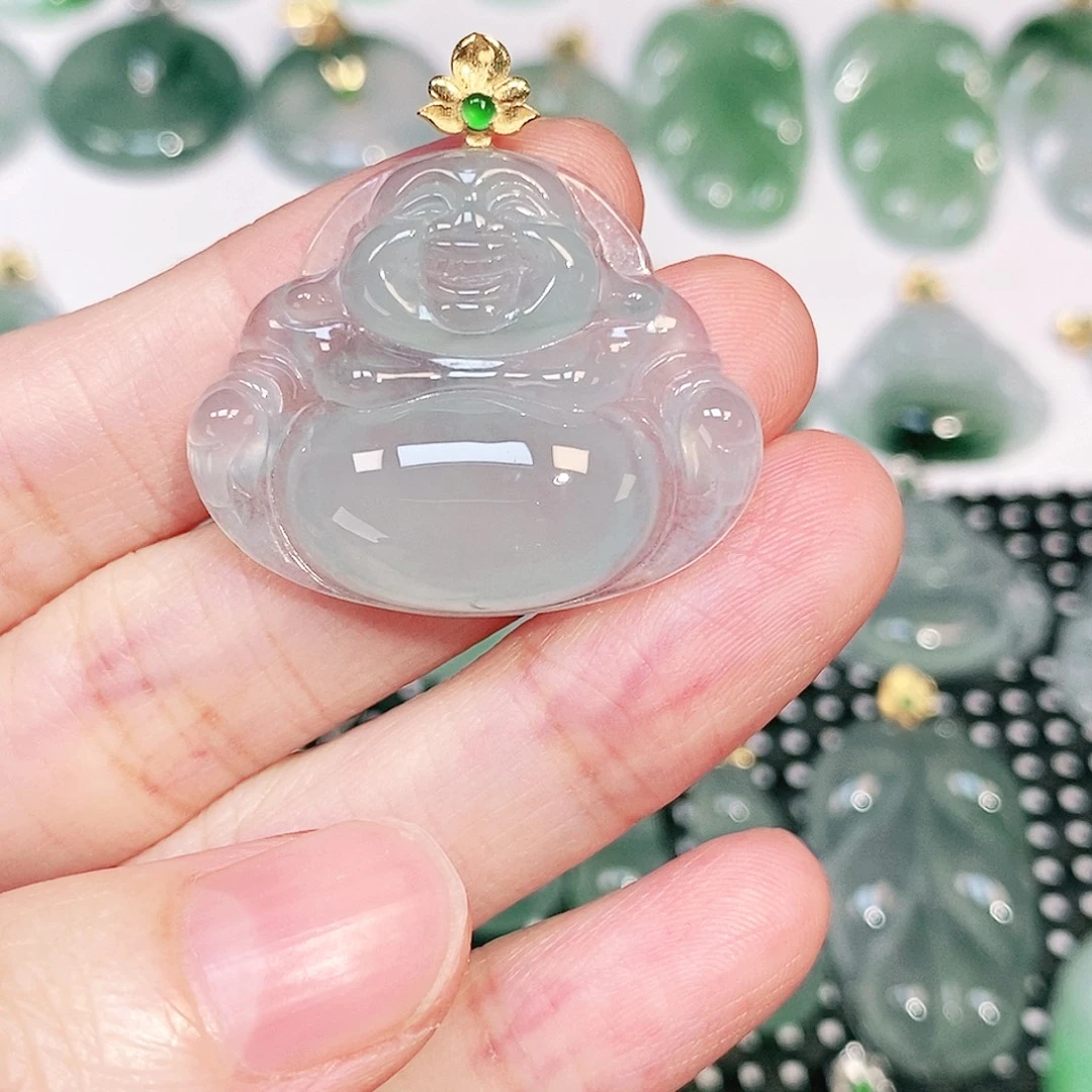 翡翠18K金镶嵌吊坠(不含链)