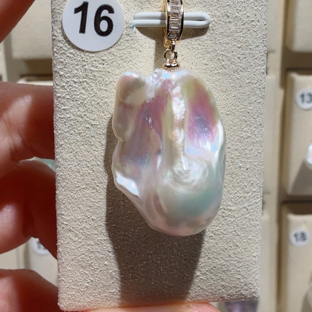 淡水珍珠银S925镶嵌吊坠(不含链)