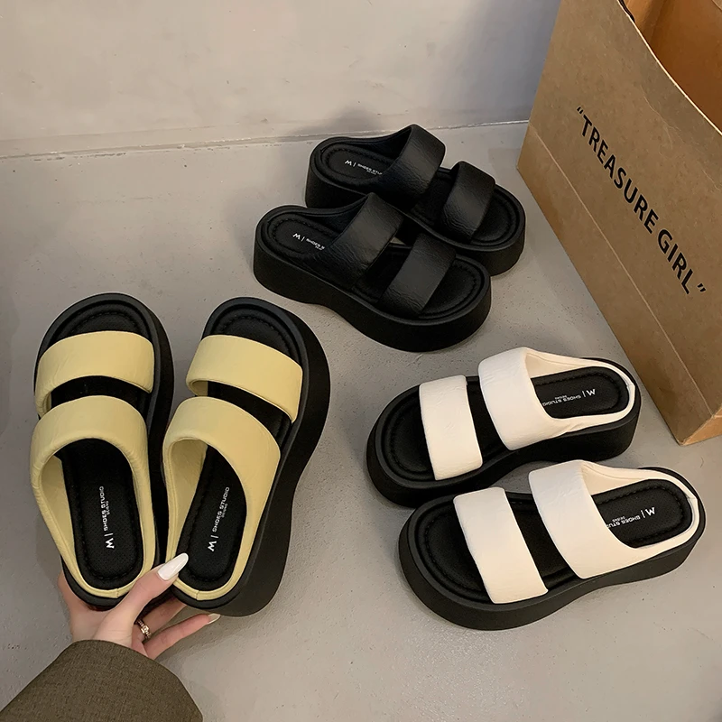 配裙子绝美厚底增高凉拖鞋女夏季外穿高级感2025新款外出坡跟拖鞋