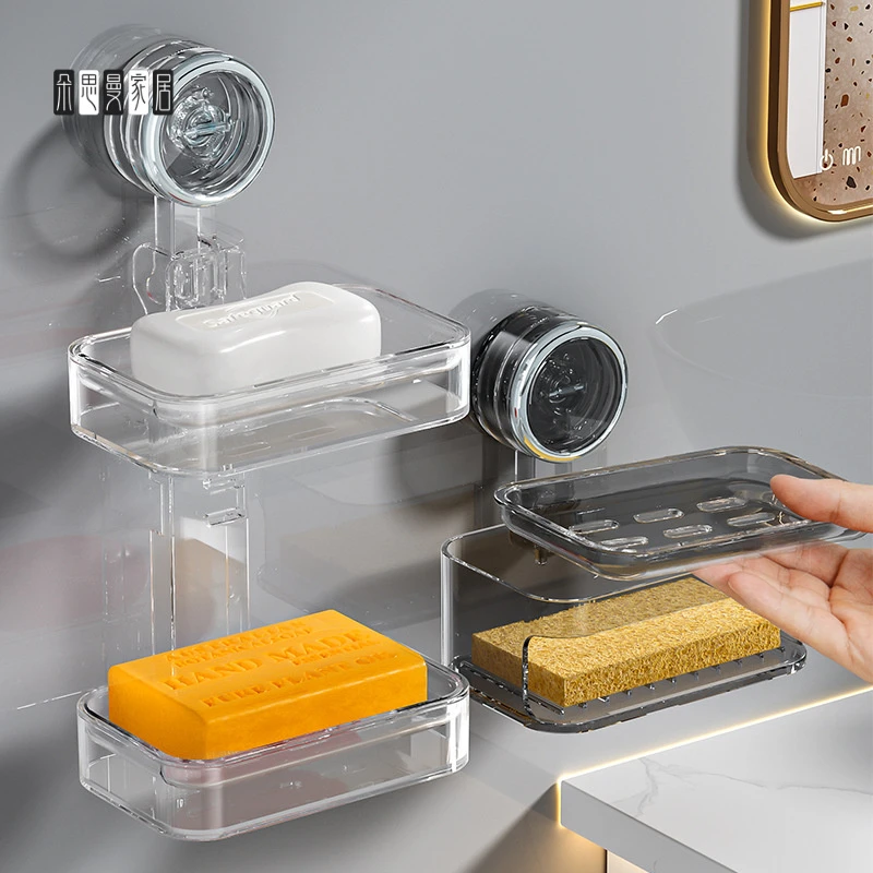 朵思曼壁挂式香皂盒吸盘肥皂盒沥水置物架免打孔洗漱台浴室卫生间