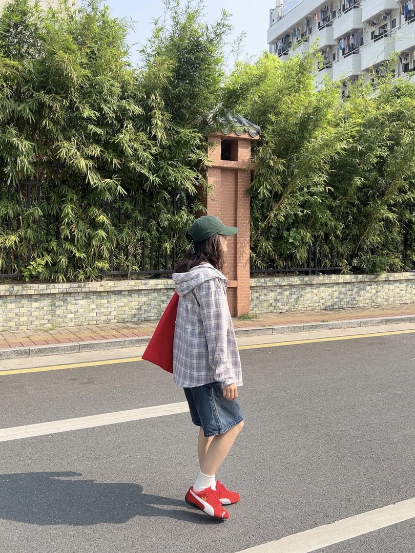 连帽格子长袖衬衫宽松休闲薄款防晒外套复古潮流男女衬衣