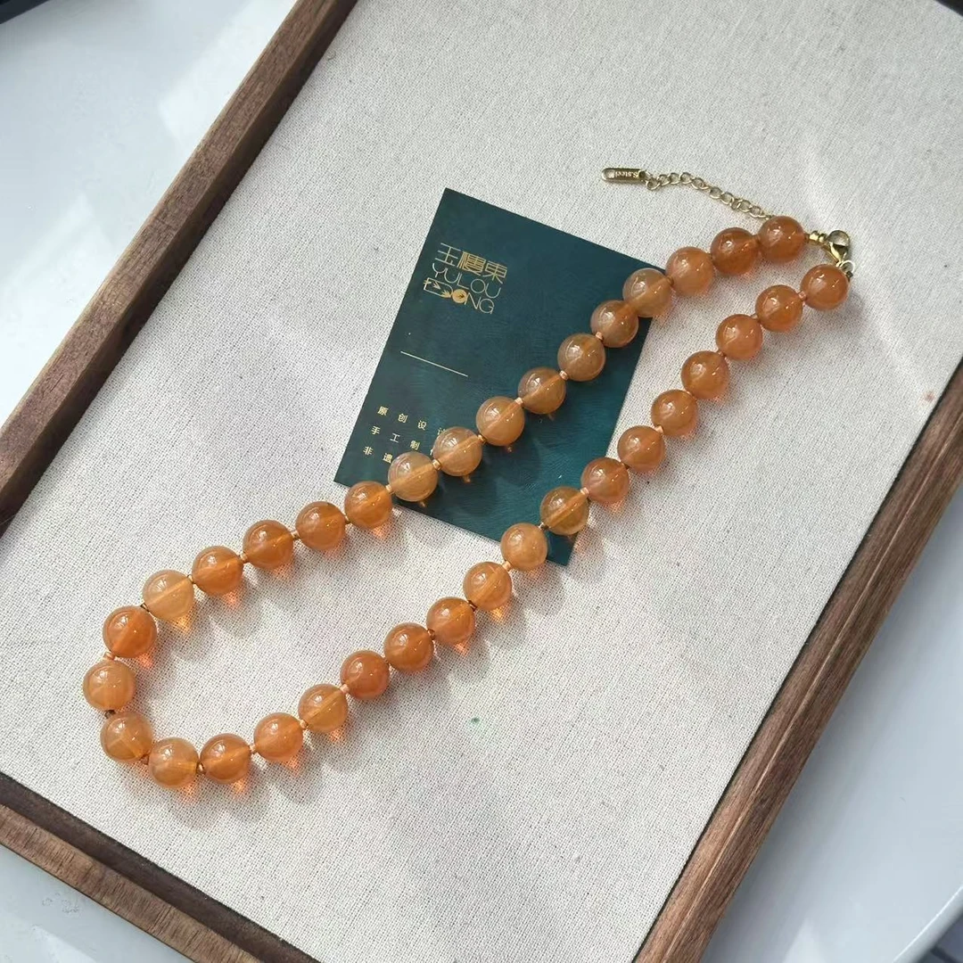 合金项链 （希媛专属）QC059 藕色淡珀色满串琉璃项链