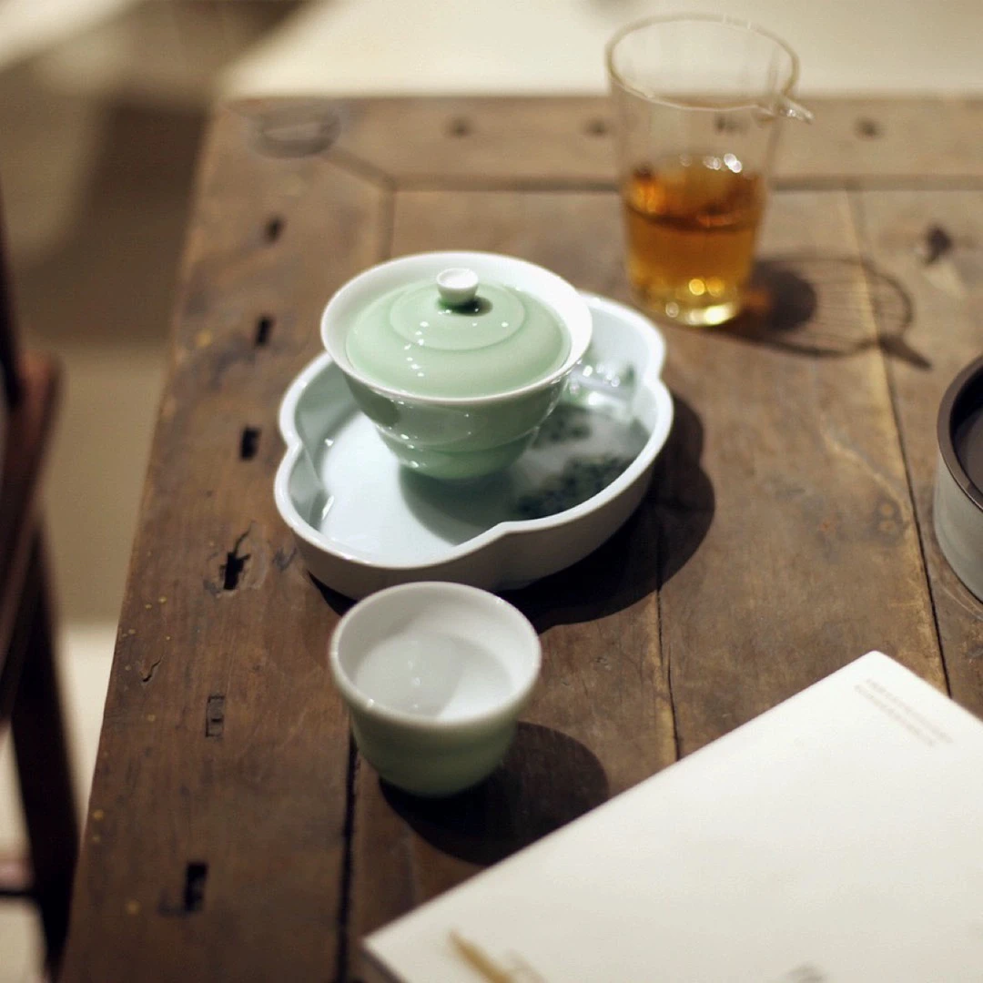 豆青纳福葫芦防烫盖碗葫芦品茗杯复古高档茶具精美伴手礼宜泡绿茶