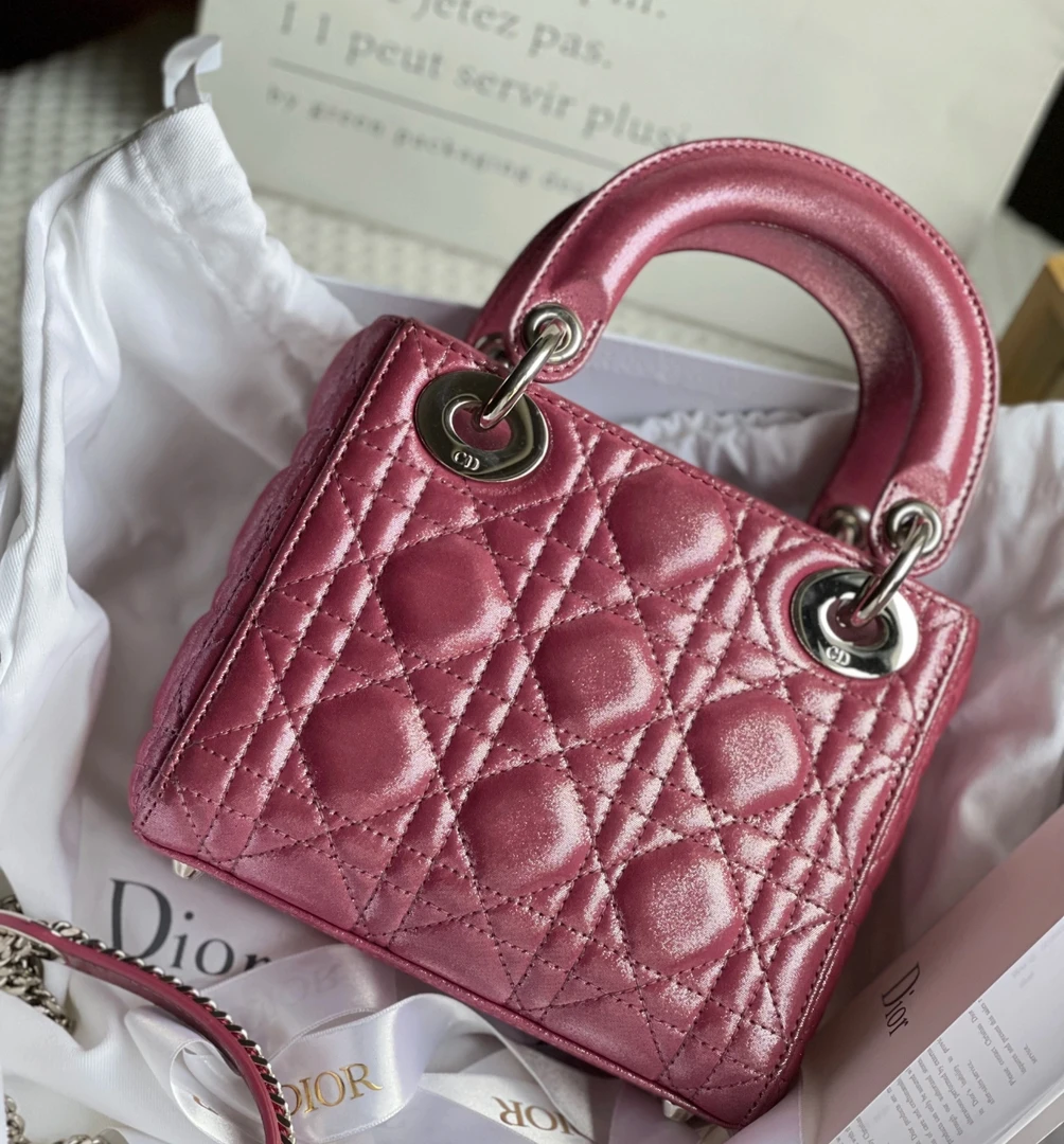 95新 DIOR/迪奥 迪奥 粉紫珠光银扣三格戴妃 8998047