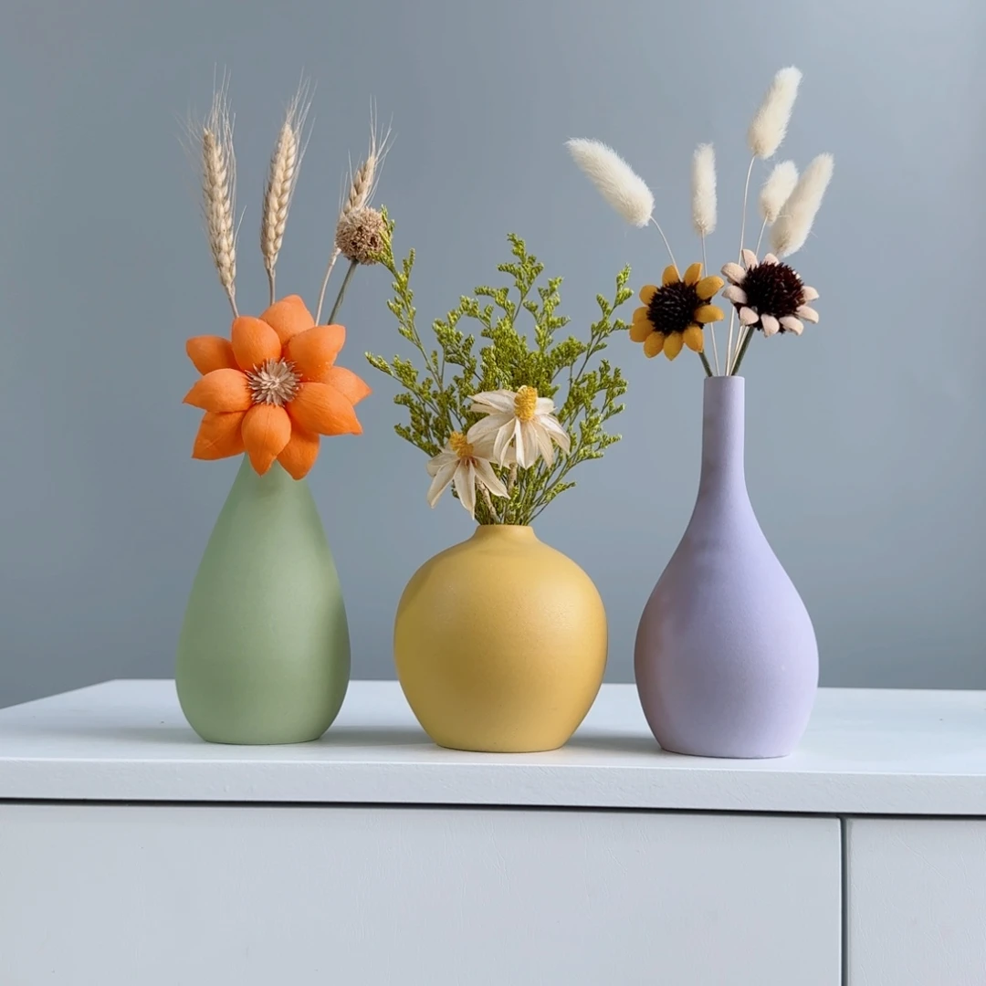 摆件陶瓷小花瓶摆件含花总高约20-30cm