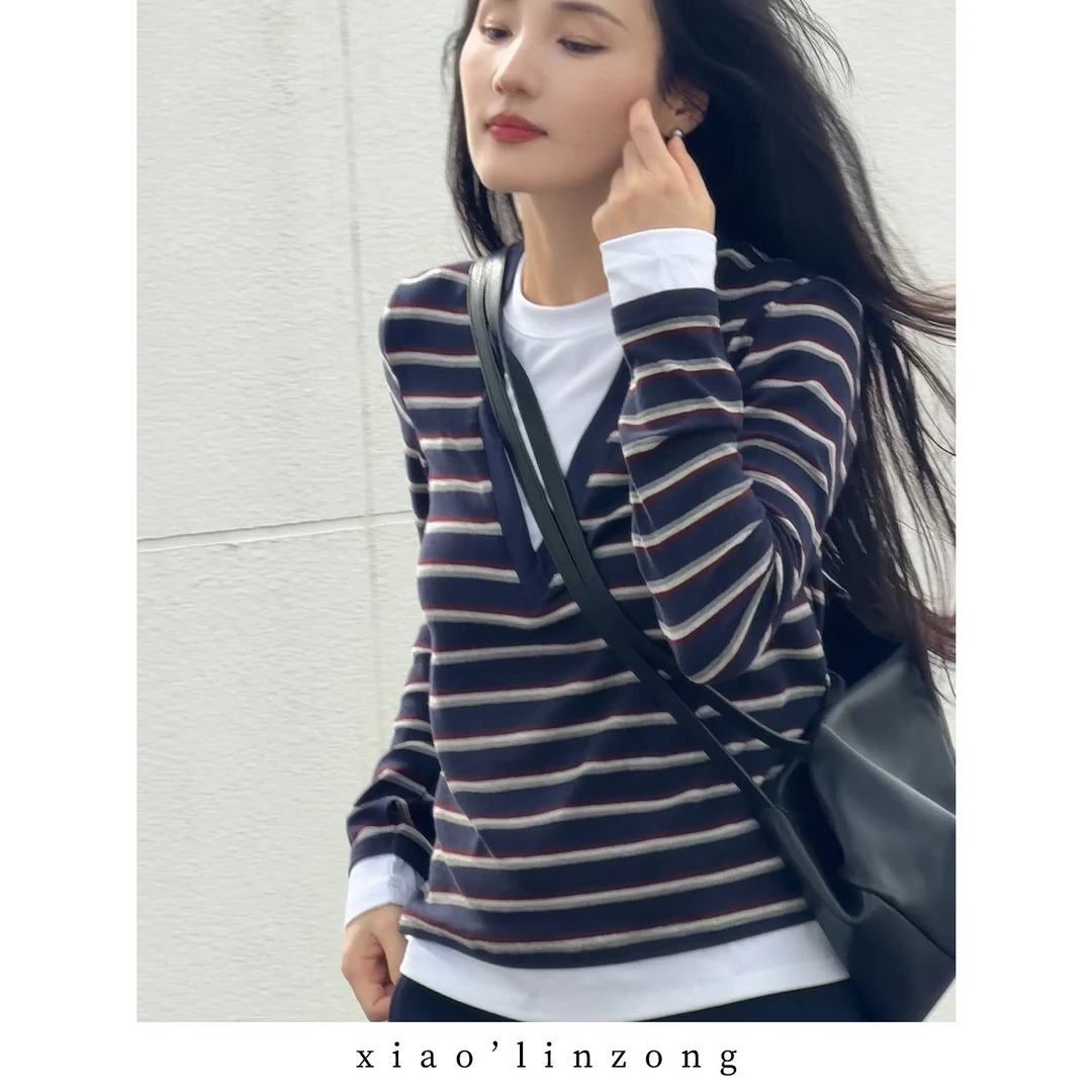 【瑶瑶】新款上新时尚休闲百搭减龄条纹针织衫YY12741