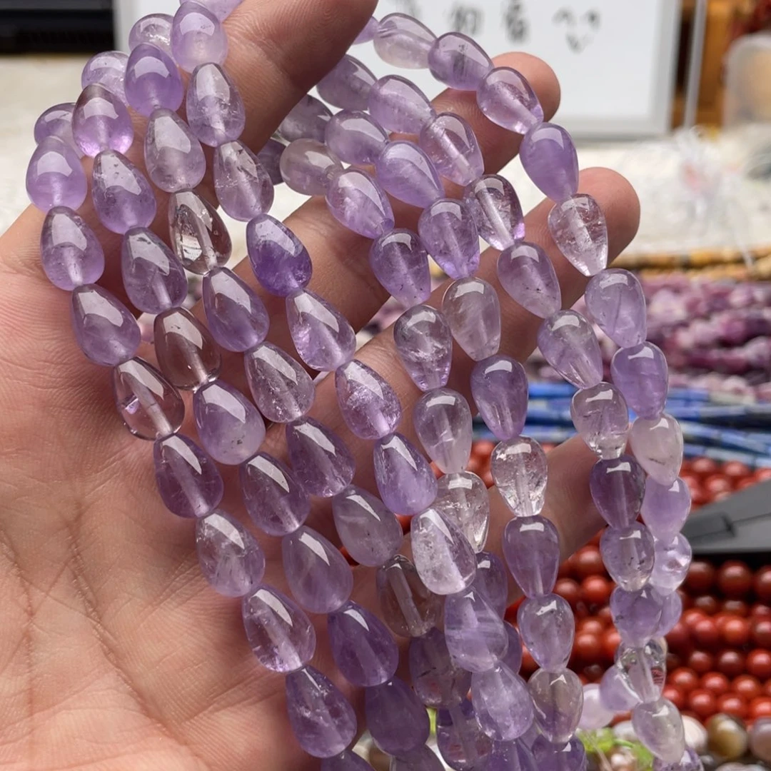 玛瑙/玉髓合金珠宝半成品一条装8*11mm薰衣草紫水雨滴珠