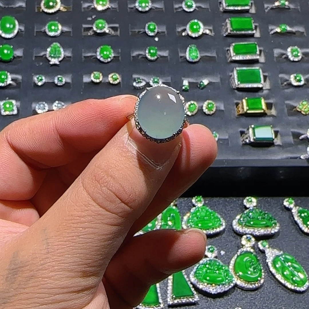 翡翠银S925镶嵌戒指