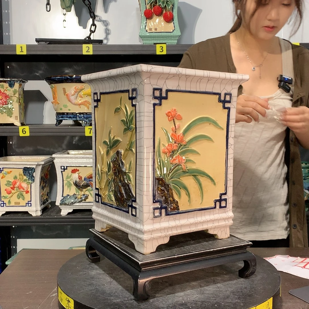 薇***园高温烧制石湾盆花盆微瑕