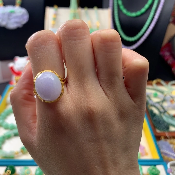 翡翠戒指未镶嵌紫翡戒指