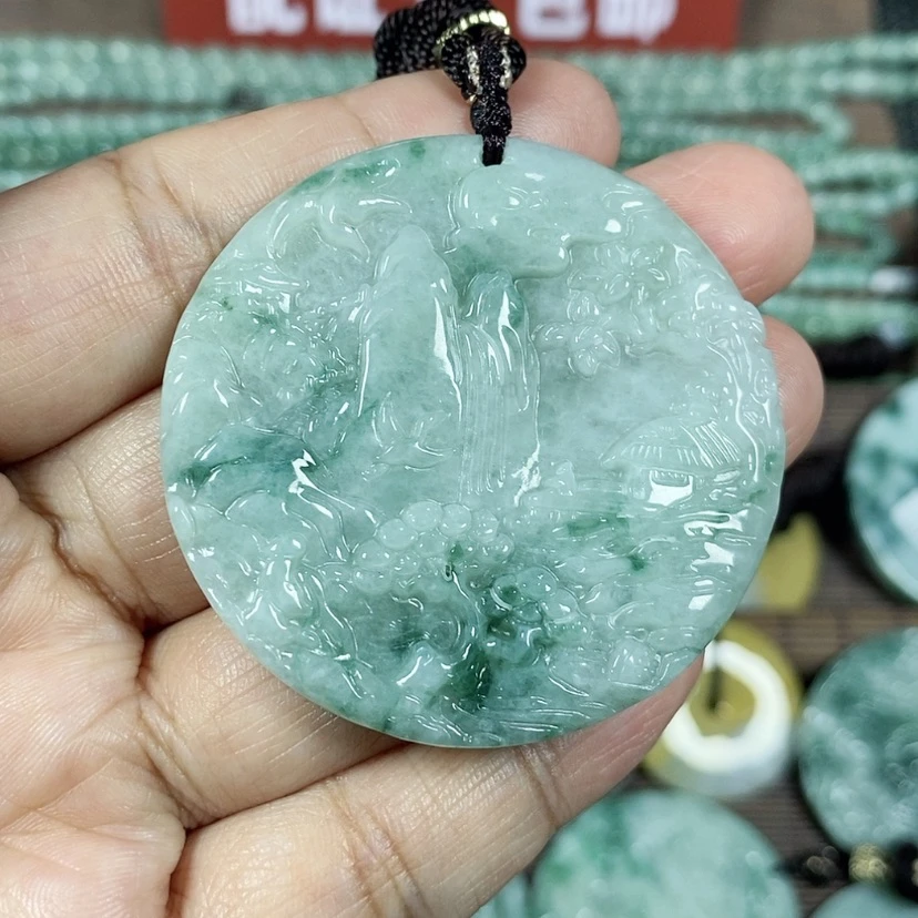 【闪购商品】翡翠颈饰未镶嵌玉吊坠翡翠玉山水牌