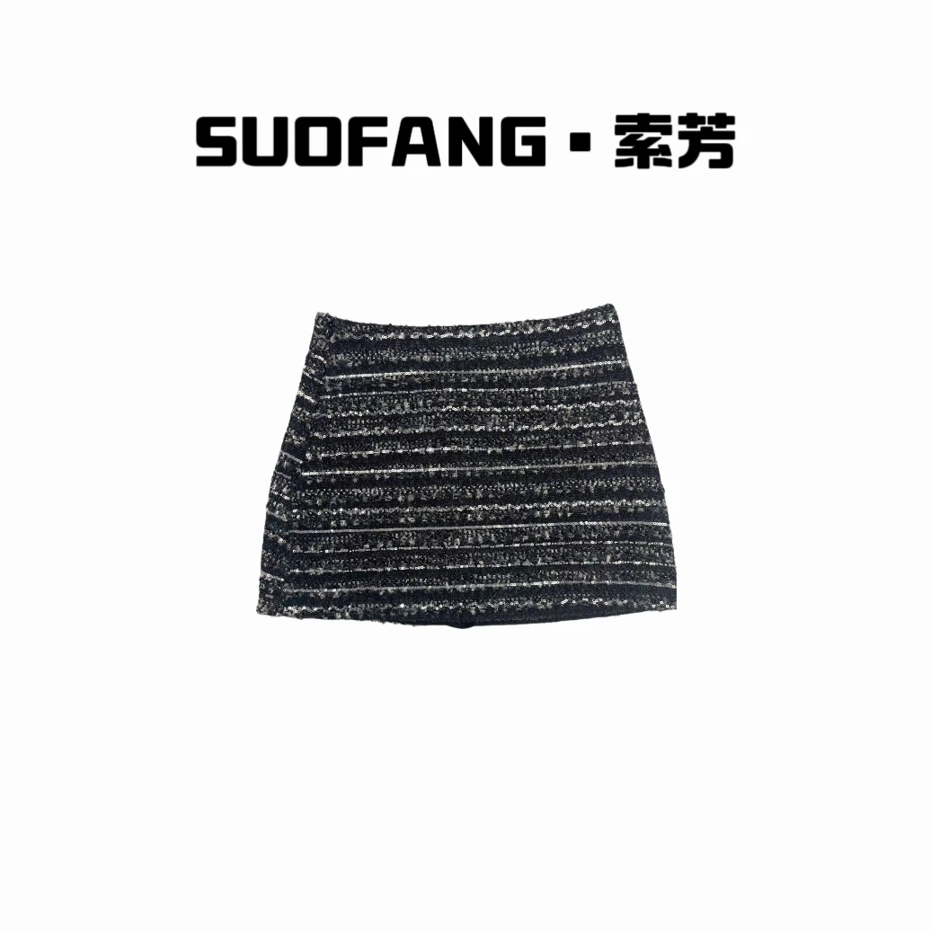 冬季年款 法式时尚气质感小香风粗花短裙