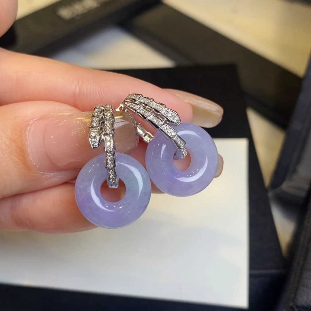 翡翠耳饰18K金镶嵌甜甜圈