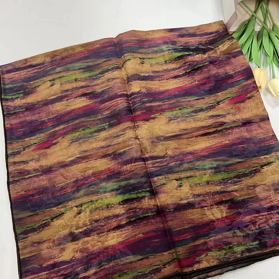 110香云纱方巾-天边云海 42姆湖丝105cm丝巾