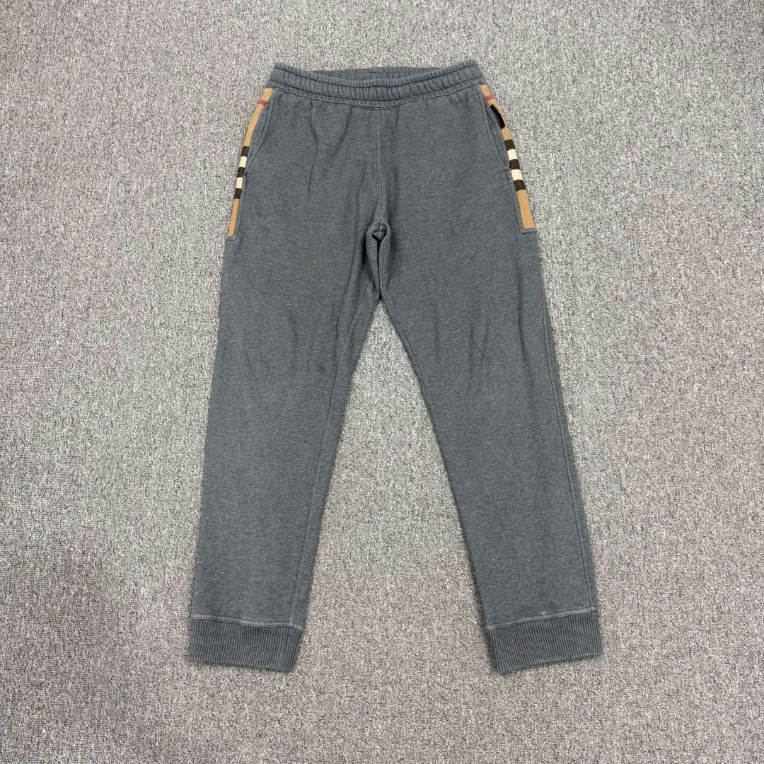 99新 BURBERRY/博柏利 16355966 侧边格纹拼接薄绒运动裤 L码99新