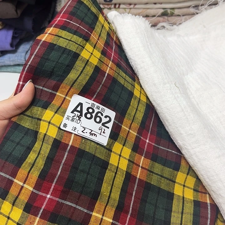 21支纯亚麻格子2.3不退换