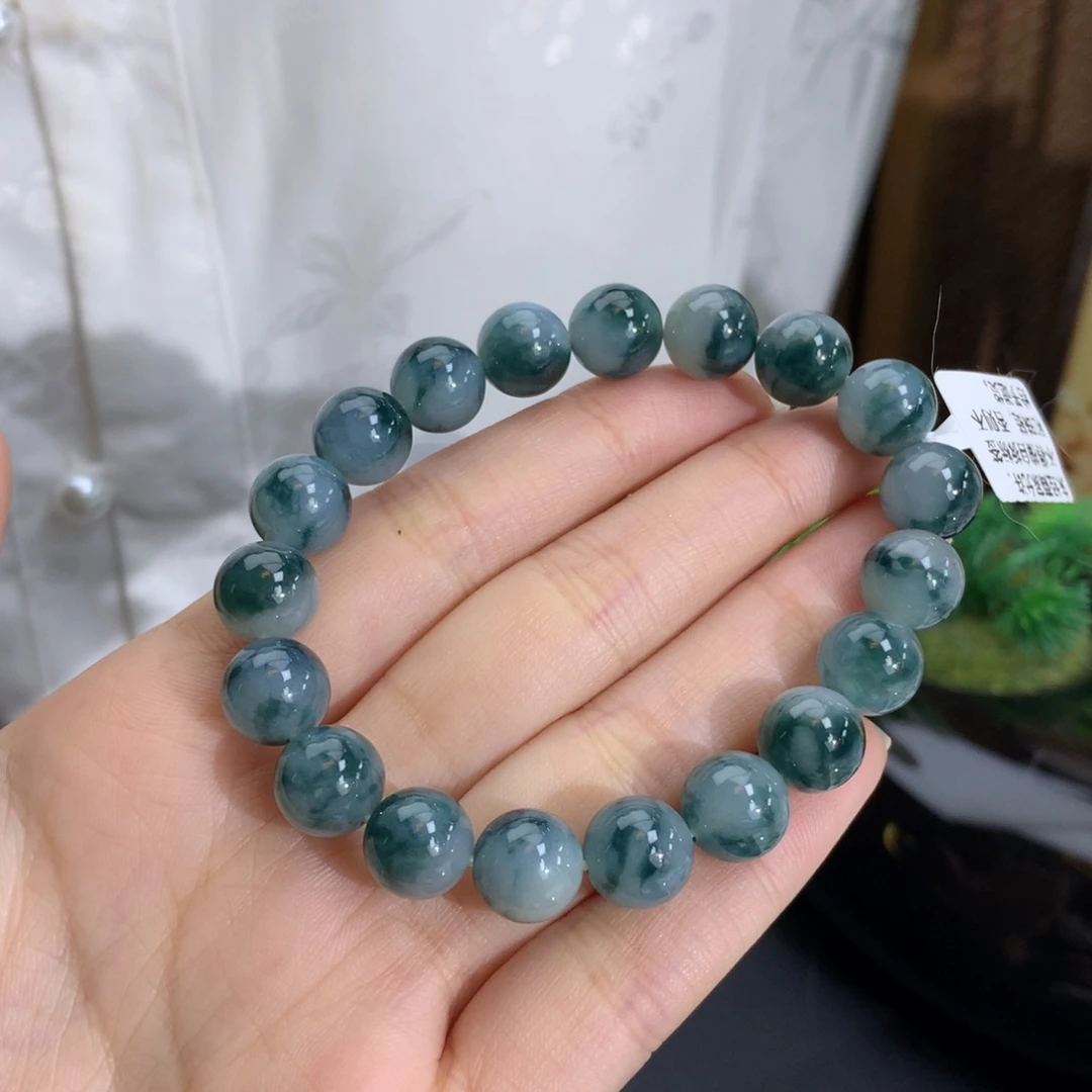 未镶嵌手串翡翠卡10冰润牛仔蓝花