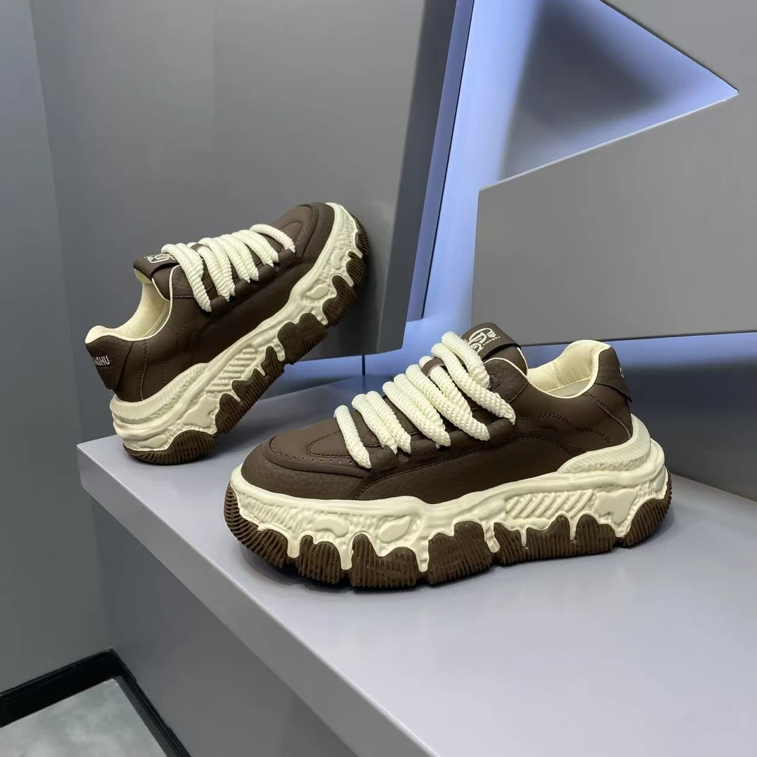 【皮鞋码】早秋新款皮面拼接撞色厚底百搭舒适男士时尚休闲潮鞋cds