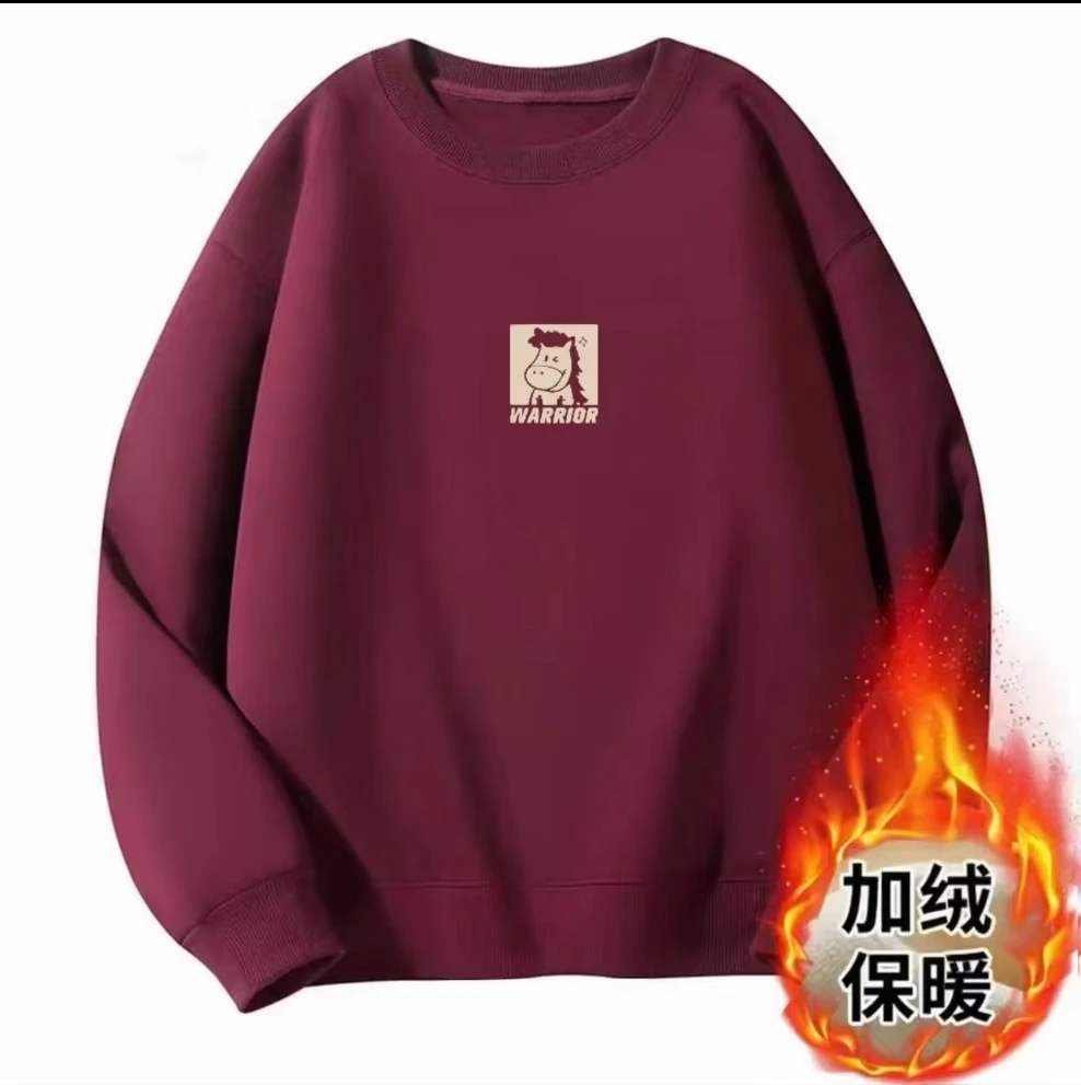 【WH】新年款冬季加绒加厚男女同款圆领卫衣BWY正中标马头