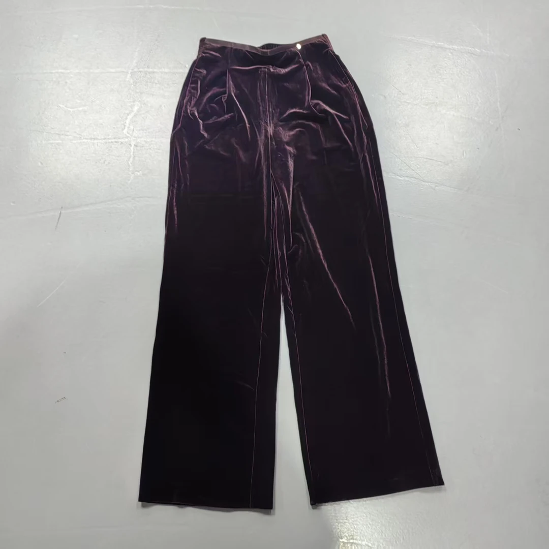 【南油玲姐】深咖色丝绒休闲裤57333