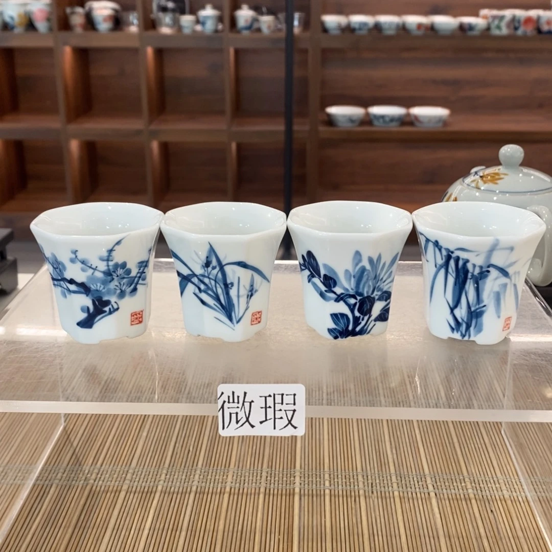 釉下手绘茶具微瑕