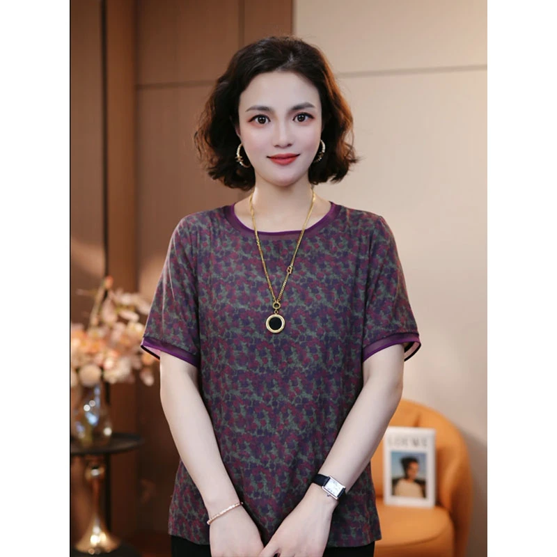 琪花玉树m-夏季新款高贵轻奢休闲洋气女士百搭时尚T恤上衣显瘦