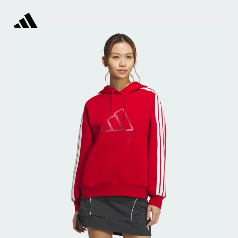 阿迪达斯官方 休闲双面针织连帽卫衣女款轻运动 adidas JZ1636