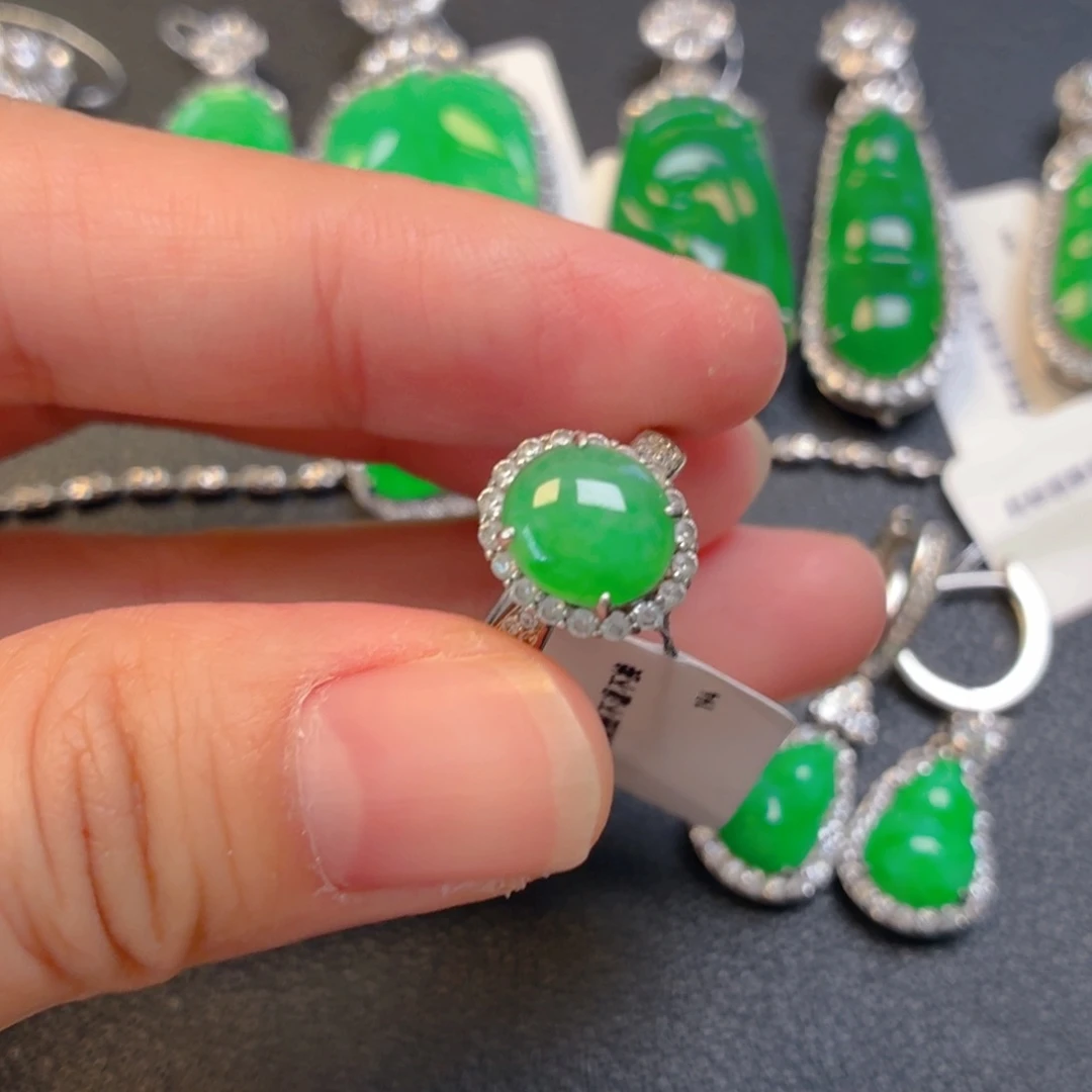 翡翠银S925镶嵌吊坠(不含链)戒指