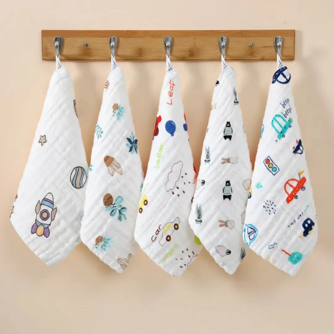 【五条装】25*50cm纱布棉泡泡纱毛巾洗脸巾