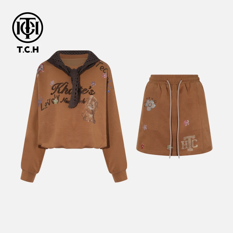 TCH私服秋季烫钻秋季痞帅炸街风时尚套装女T75C07E1056轻奢tch