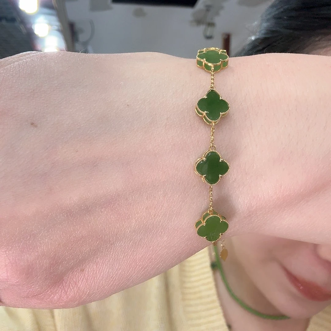 和田玉手链18K金镶嵌