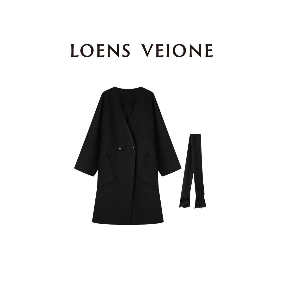 LOENS VEIONE/罗拉【鲲之梦境】洛洛利亚羊毛带围巾风衣24CVCK0003Y