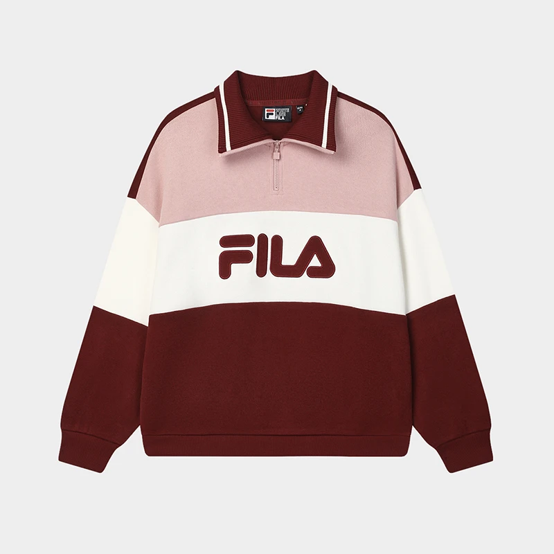 Fila/斐乐女子新款【拼色时尚翻领卫衣】舒适套头衫F11W519204F
