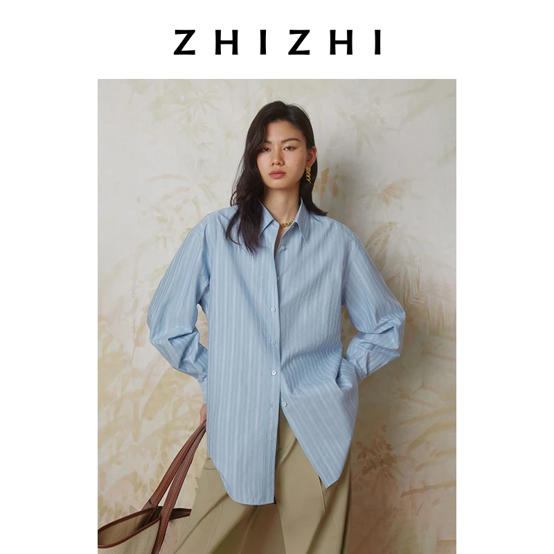 致知晚云高 欧若风衬衫时尚2025春长袖宽松复古百搭ZZ2ESWCY009