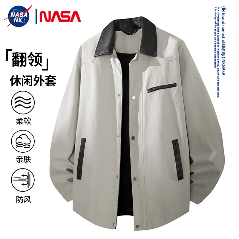 NASA联名夹克男士外套秋季慵懒风日系复古运动青少年翻领防风上衣