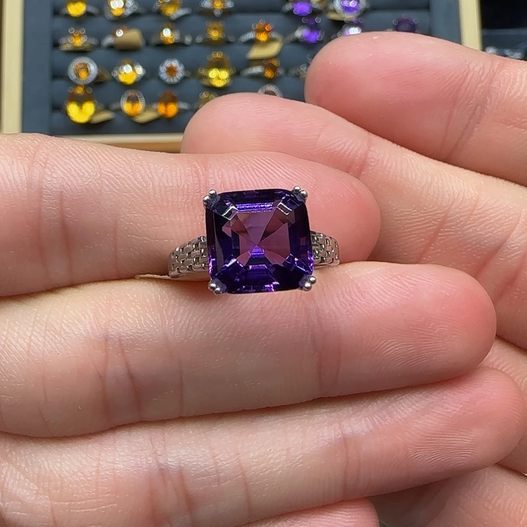 珠宝半成品银S925镶嵌紫晶纯天然紫水晶