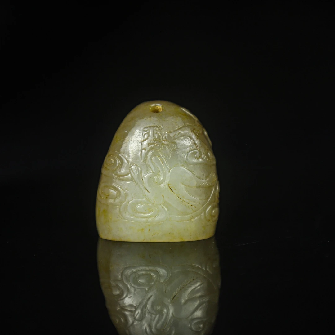 TCWWA09618清晚和田白玉螭龙纹闲章