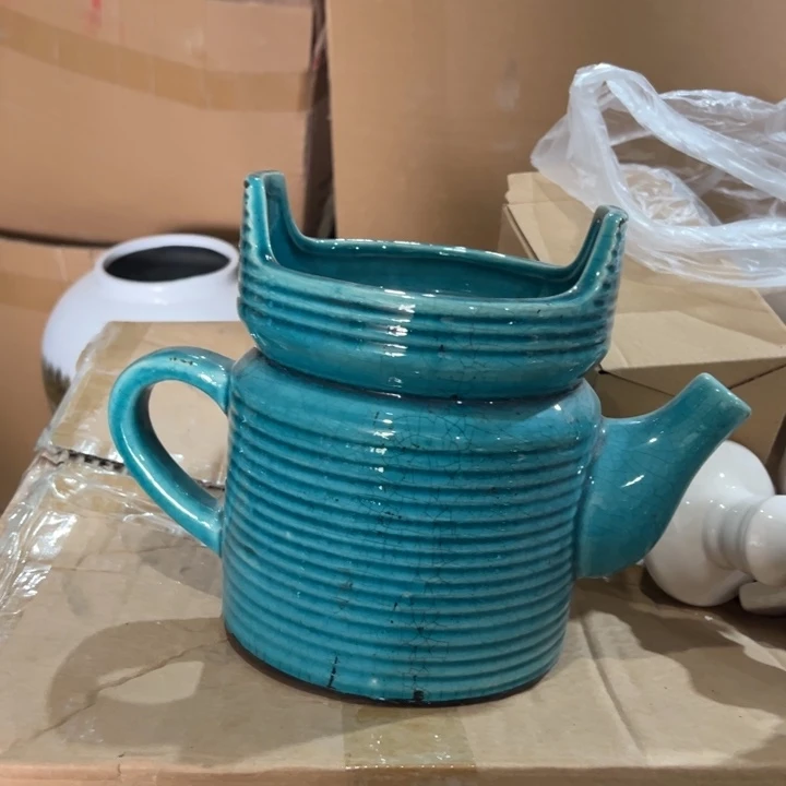 摆件高20口14公分微瑕捡漏上釉不均