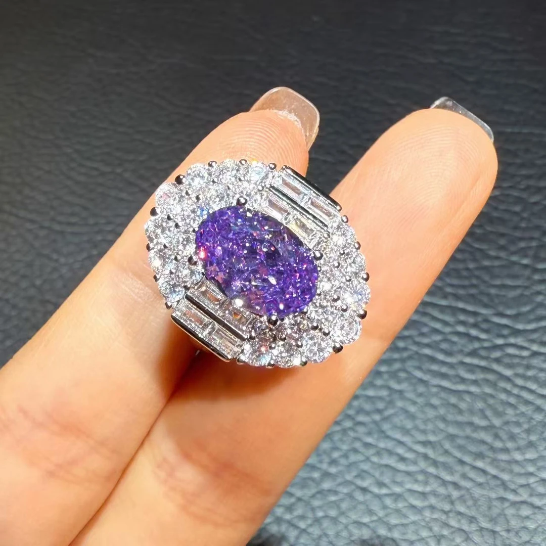 设计师高定款冰花切紫色宝石戒指YG-285