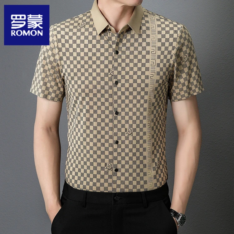 罗蒙衬衫男2025年夏季新款抗皱免烫男士商务衬衣内搭休闲时尚上衣
