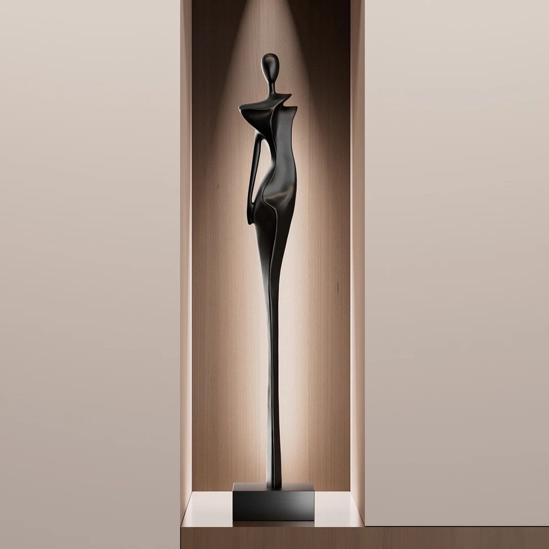 人形艺术轻奢玄关摆件竖高客厅电视柜装饰意式极简人物高级艺术感