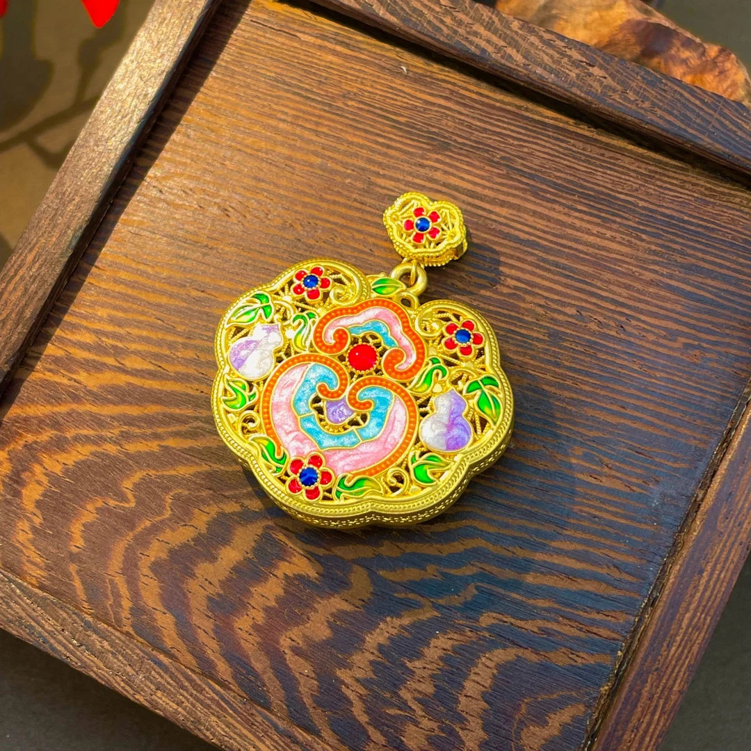 【晓韵专享】足金999投资金花丝锁包宫廷黄金送礼吊坠 HJD1011