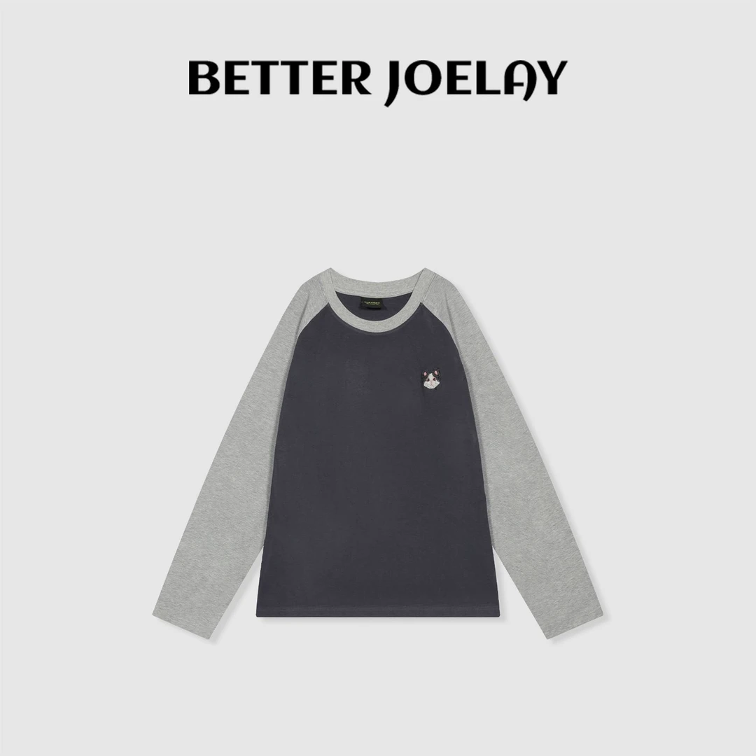 BETTER JOELAY-【性感小野猫】时尚百搭简约ins风T恤插肩长袖ZZ3734