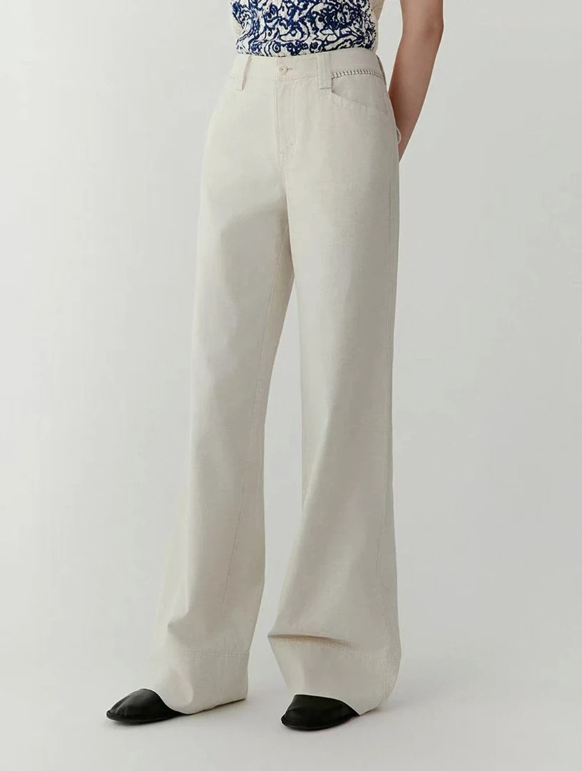 【叶子好物】A572小禾设计师款白色牛仔裤