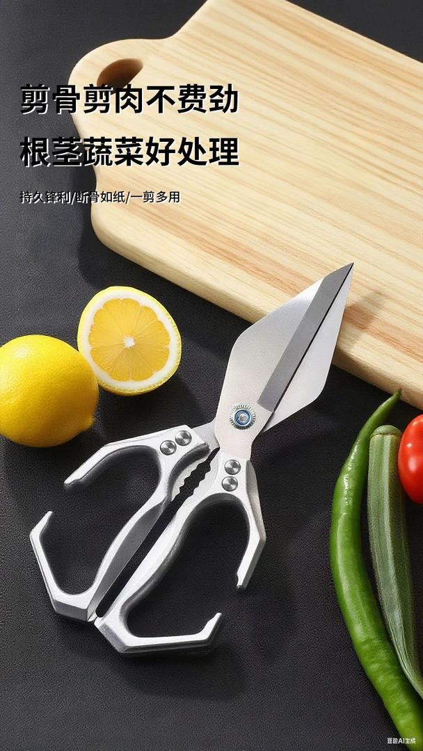 厨房专用多功能优质钢材家用鸭嘴食物省力加厚厨房剪刀铝合金把手