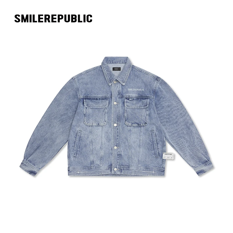 smilerepublic 【白鹿同款】复古水洗牛仔夹克外套宽松显瘦